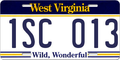 WV license plate 1SC013
