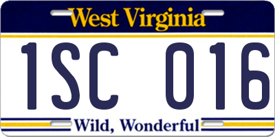WV license plate 1SC016