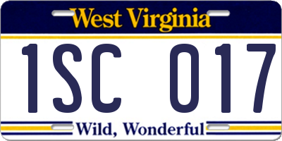 WV license plate 1SC017