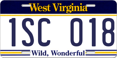 WV license plate 1SC018