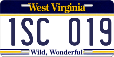 WV license plate 1SC019