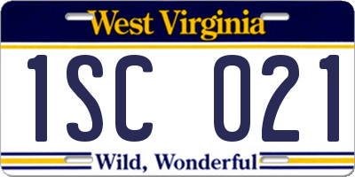 WV license plate 1SC021