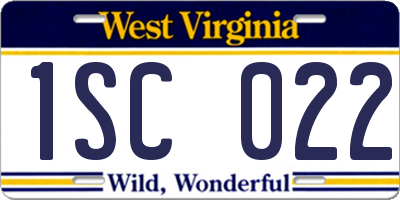 WV license plate 1SC022