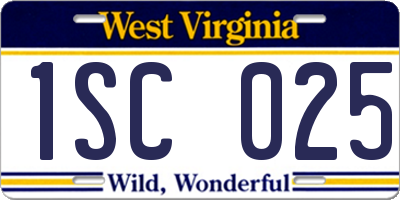 WV license plate 1SC025
