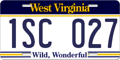 WV license plate 1SC027