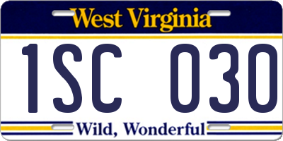 WV license plate 1SC030