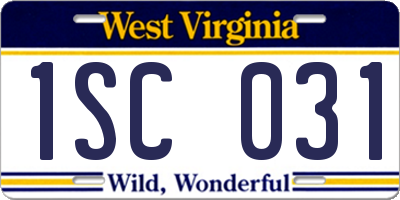 WV license plate 1SC031