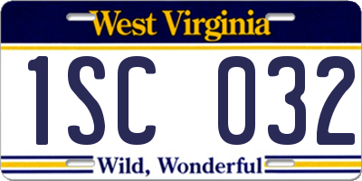 WV license plate 1SC032