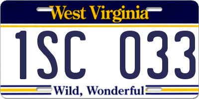 WV license plate 1SC033