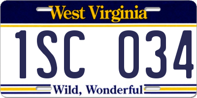 WV license plate 1SC034