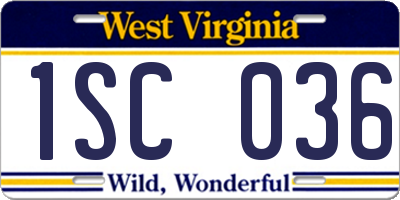 WV license plate 1SC036