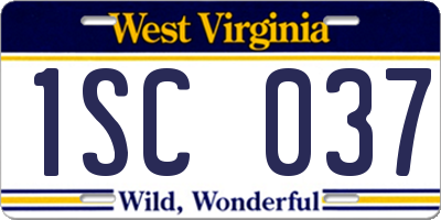 WV license plate 1SC037