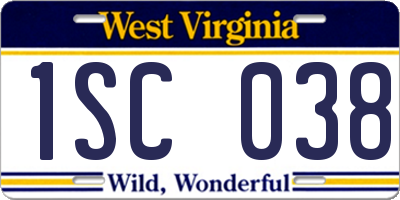 WV license plate 1SC038