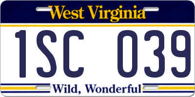 WV license plate 1SC039
