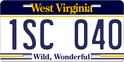 WV license plate 1SC040