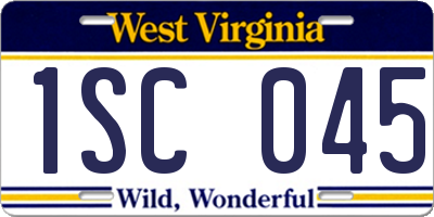 WV license plate 1SC045