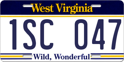 WV license plate 1SC047