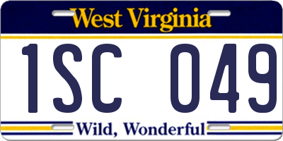 WV license plate 1SC049
