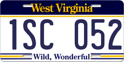 WV license plate 1SC052