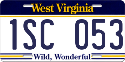 WV license plate 1SC053