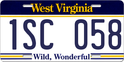 WV license plate 1SC058