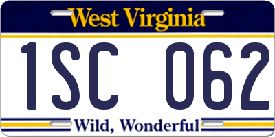 WV license plate 1SC062