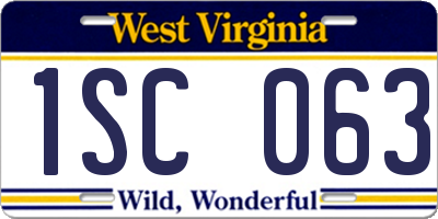 WV license plate 1SC063