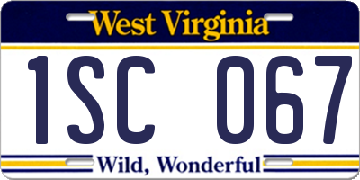 WV license plate 1SC067