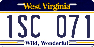 WV license plate 1SC071