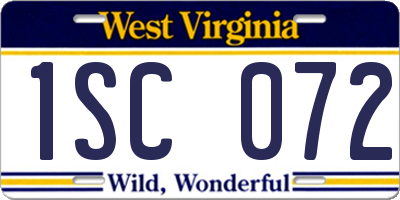 WV license plate 1SC072