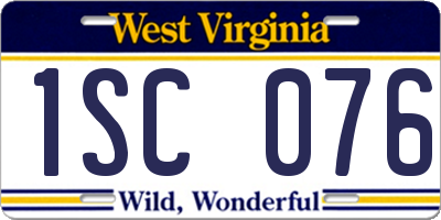 WV license plate 1SC076