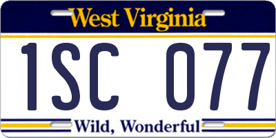 WV license plate 1SC077