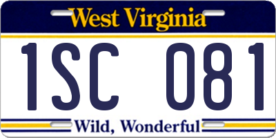 WV license plate 1SC081