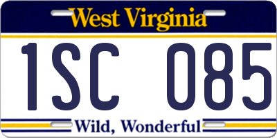 WV license plate 1SC085
