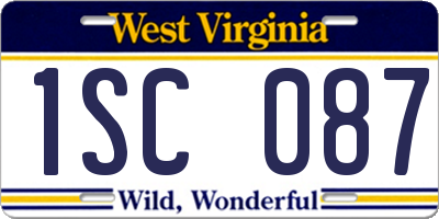 WV license plate 1SC087