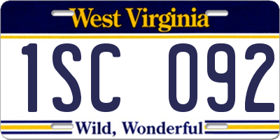WV license plate 1SC092