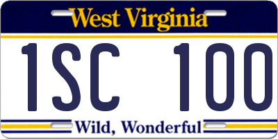 WV license plate 1SC100
