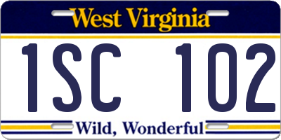 WV license plate 1SC102