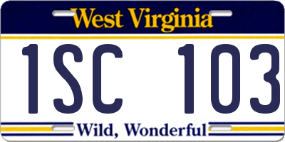 WV license plate 1SC103