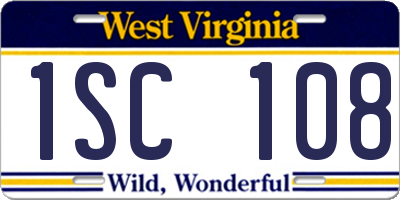 WV license plate 1SC108
