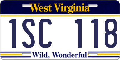 WV license plate 1SC118
