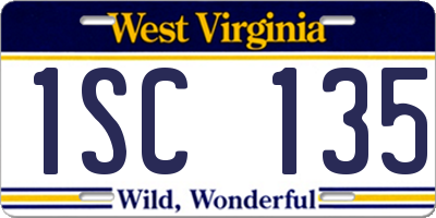 WV license plate 1SC135