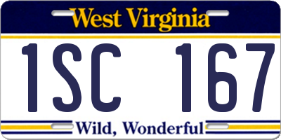 WV license plate 1SC167