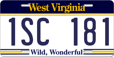 WV license plate 1SC181