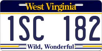 WV license plate 1SC182
