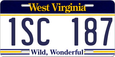 WV license plate 1SC187