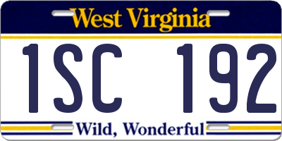 WV license plate 1SC192