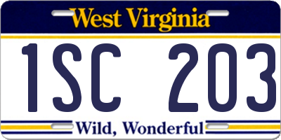 WV license plate 1SC203