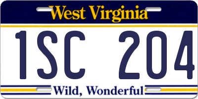 WV license plate 1SC204