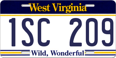 WV license plate 1SC209